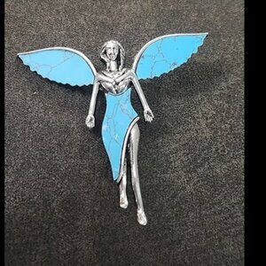 Blue Turquoise Angel Brooch
